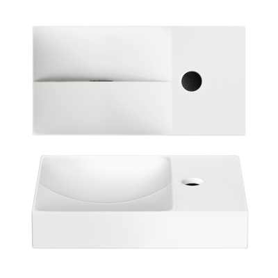 Clou Vale lavabos de WC céramique lavabo 38x19x7cm trou de robinet à droite Blanc mat