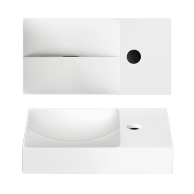 Clou vale lave-main 38x19x7cm avec trou pour robinet à droite céramique blanc mat