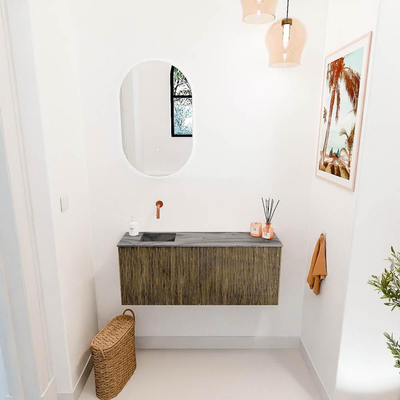 Mondiaz JOYA-DLUX 100cm toiletmeubel - kleur Dusk - Wastafel FAYE positie Links Zonder kraangat kleur Sombra.