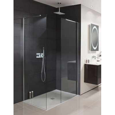Crosswater Design S Zijwand - met hoekprofiel - 20x195cm zilver helder - glas - zilver