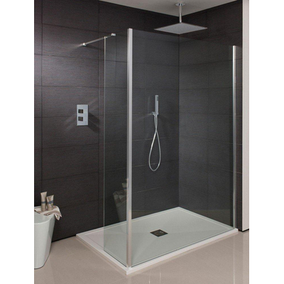 Crosswater Design S Zijwand - met hoekprofiel - 20x195cm zilver helder - glas - zilver
