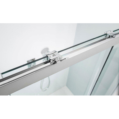 Crosswater Design S porte coulissante à fermeture en douceur 110x195cm verre de sécurité clair profil argent