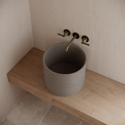 Ideavit Idea.grande lavabo autoportant - 39x30cm - rond - incl. bonde clic-clac - béton D5
