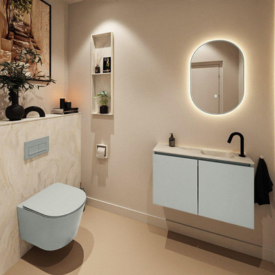 MONDIAZ TURE-DLUX 80cm toiletmeubel Greey. EDEN wastafel Ostra positie rechts. Met 1 kraangat.