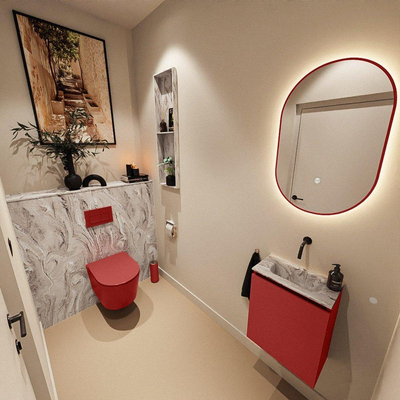 MONDIAZ TURE-DLUX 40cm toiletmeubel Fire. EDEN wastafel Glace positie midden. Zonder kraangat.