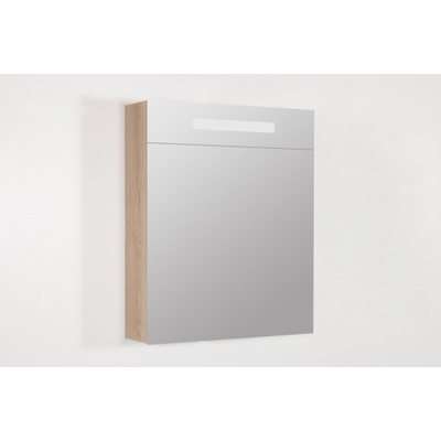 Saniclass Double Face Spiegelkast - 60x70x15cm - verlichting - geintegreerd - 1 rechtsdraaiende spiegeldeur - MFC - legno calore