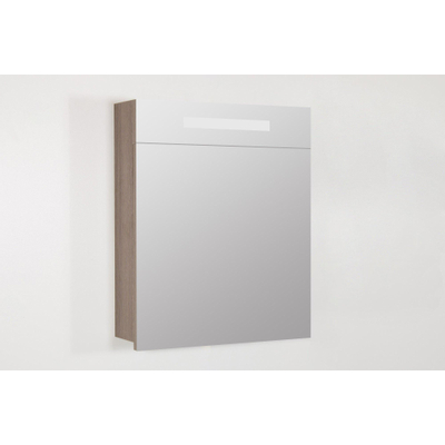 Saniclass 2.0 Spiegelkast - 60x70x15cm - verlichting geintegreerd - 1 rechtsdraaiende spiegeldeur - MFC - legno viola