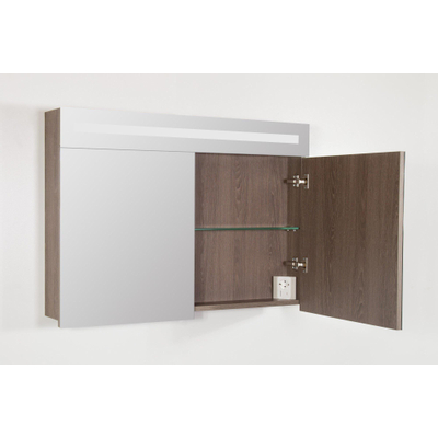 Saniclass 2.0 Armoire toilette 100x70x15cm avec 2 porte et éclairage LED Legno Viola