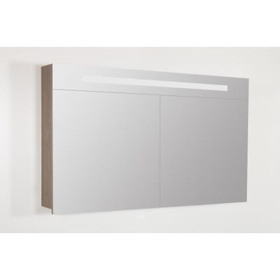 Saniclass 2.0 Spiegelkast - 120x70x15cm - verlichting geintegreerd - 2 links- en rechtsdraaiende spiegeldeuren - MFC - legno viola
