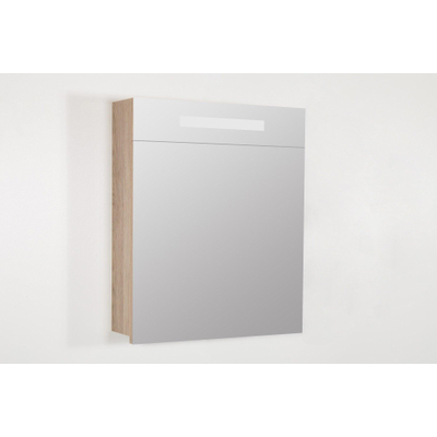 Saniclass 2.0 Spiegelkast - 60x70x15cm - verlichting geintegreerd - 1 linksdraaiende spiegeldeur - MFC - legno calore