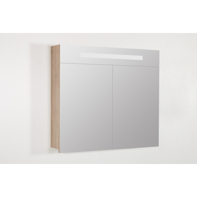 BRAUER 2.0 Spiegelkast - 80x70x15cm - verlichting geintegreerd - 2 links- en rechtsdraaiende spiegeldeuren - MFC - legno calore