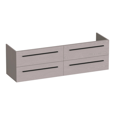 BRAUER Trust meuble sous-lavabo 160 sans poignées rapportées 4 tiroirs à fermeture amortie et 2 découpes pour siphon - Timber Greige