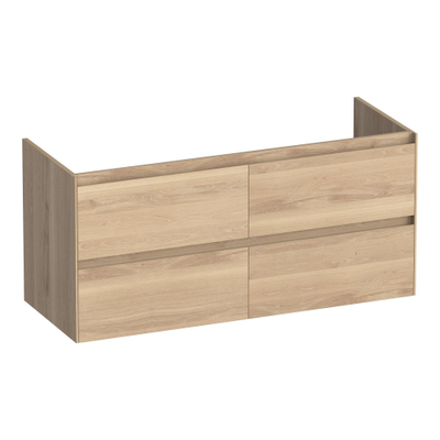 BRAUER Inspire Meuble sous-lavabo 120 4 tiroirs à fermeture douce - sans poignée - 2 découpes pour siphon - chêne massif - lattes de chêne naturel