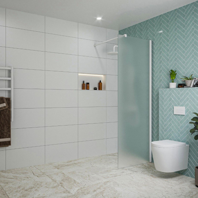 FugaFlow Eccelente Vetro Douche à l'italienne - 70x200cm - verre satiné - Blanc mat