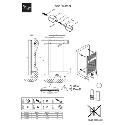 Plieger Roma Sèche serviettes horizontal 175.60cm 941W noir graphite