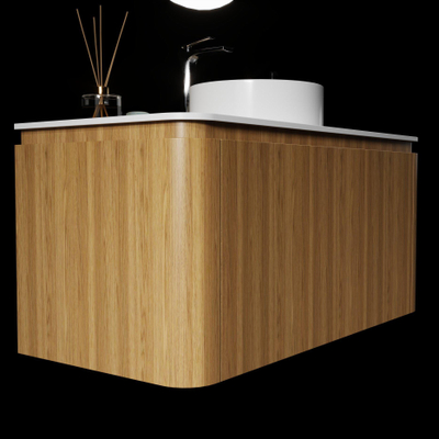 Saniclass Terra Wastafelonderkast - 100cm - 2 lades - afgeronde hoeken - sandwood
