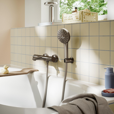 GROHE Vitalio Joy 120 badset - 175cm - 3 straalsoorten - geborsteld hard graphite (antraciet)