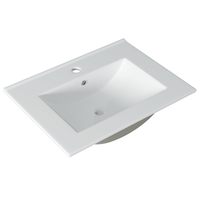 Saniclass Chaci Badkamermeubelset - 80x46x55cm - keramische wastafel wit - 1 wasbak - 1 kraangat - 2 lades - noten (hout)