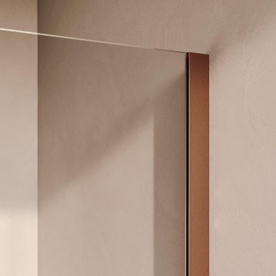 BRAUER Stellar Cabine de douche - 100x90x200cm - porte battante - revêtement verre - réversible - verre clair - cuivre brossé PVD