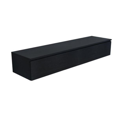 Arcqua living meuble 160x46x30cm 2 tiroirs sans poignée panneau de particules mélaminé chêne noir