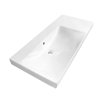 BRAUER Inspire Ensemble meuble de salle de bains - 100x62.5x46cm - 2 tiroirs - sans poignées - softclose - lavabo en céramique - gauche - sans trou de robinet - blanc - timber greige