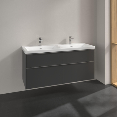 Villeroy & Boch Subway 3.0 meuble sous-lavabo - 127.2x57.9cm - 4 tiroirs Graphite