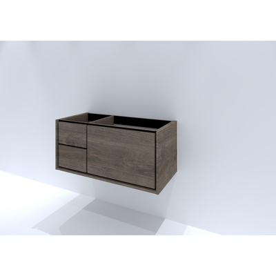 HR Badmeubelen Rize meuble sous lavabo - 2 tiroirs gauche (35cm)/1 tiroir haut droit (65cm) - sans poignée push2open - 100 x 45 x 45 cm - espresso
