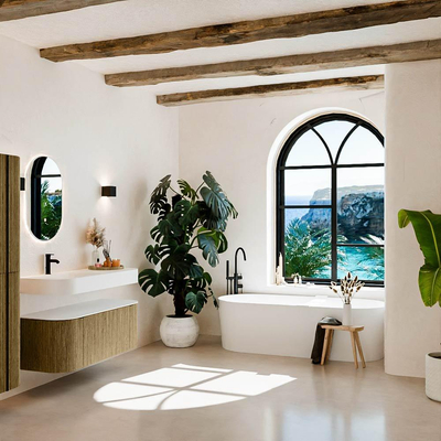 MONDIAZ THOR 120cm meuble de salle de bains arrondi gauche + droite couleur Dusk avec 1 tiroir et 2 portes. Lavabo suspendu CLOUD gauche 1 trou de robinet couleur Talc.