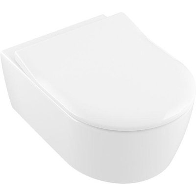 Villeroy & Boch Avento closetzitting slimseat met deksel met softclose en quick release met RVS scharnieren wit OUTLETSTORE