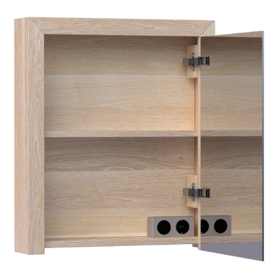 BRAUER Massief eiken spiegelkast 60x70x15cm met 1 rechtsdraaiende spiegeldeur Hout White oak