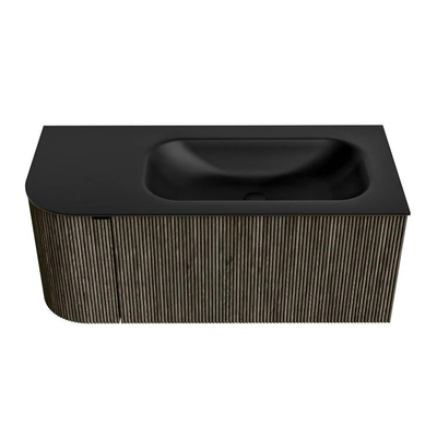 Mondiaz KURVE Badkamermeubelset - 105x46x40cm - 1 lade - 1 deur - wastafel solid surface - rechts - 1 kraangat - Shadow