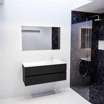MONDIAZ VICA Ensemble de meuble salle de bain - 120cm - 2 tiroirs - lavabo Cloud à droite - 1 trou de robinet - solid surface urban