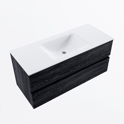 Mondiaz VICA ensemble de meuble de salle de bain - 110cm - meuble sous-vasque Anthracite - 2 tiroirs - lavabo cloud milieu - sans trous de robinet - version haute de 60cm - talc