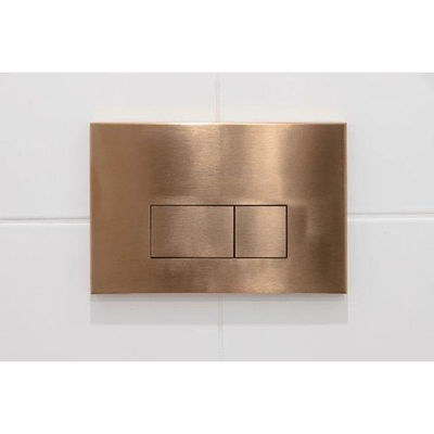 QeramiQ Dely Swirl Toiletset - 36.3x51.7cm - diepspoel - rimless - Geberit UP720 Duofix Sigma inbouwreservoir - 35mm zitting - koperen bedieningsplaat - rechtehoekige knoppen - mat wit
