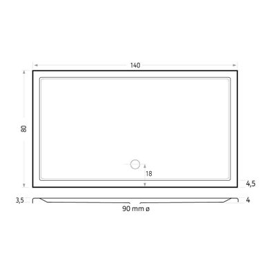 Xenz Mariana receveur de douche - 140x80x7 - Acrylique - blanc