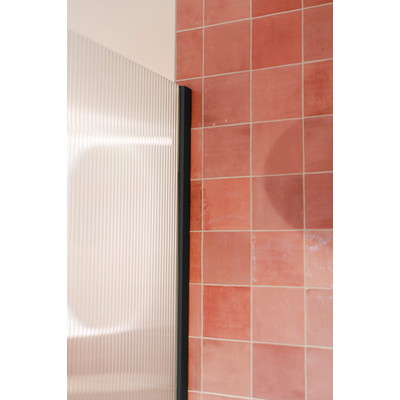Fortifura Galeria Douche à l'italienne - 70x200cm - Verre nervuré - Bras plafond - Noir mat