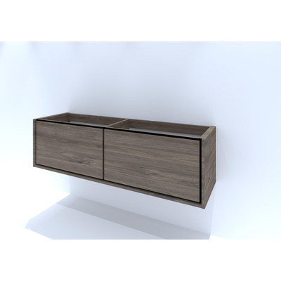 HR Badmeubelen Rize meuble sous lavabo 2 grands tiroirs sans poignée push2open 160x45x45cm espresso