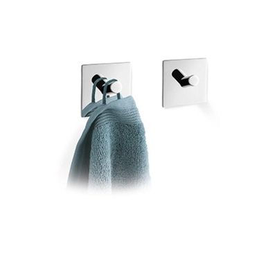 Zack Peco crochet porte-serviettes 4,2x4,2cm carré autocollant Finition brillante Inox poli lot de 2