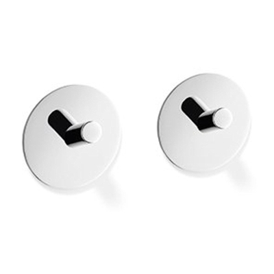 Zack Peco crochet porte-serviette 4.5x4.5cm rond autocollant Inox poli brillant lot de 2