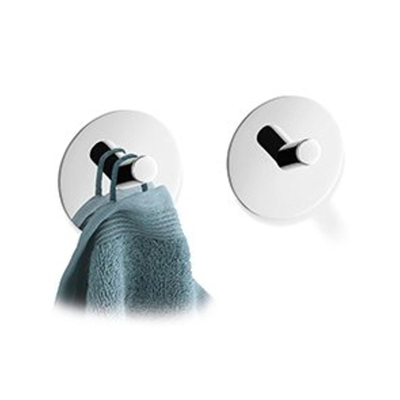 Zack Peco crochet porte-serviette 4.5x4.5cm rond autocollant Inox poli brillant lot de 2