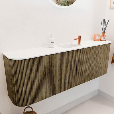 Mondiaz JOYA 123.2cm toiletmeubel - ronding links en rechts kleur Dusk - Wastafel FAYE positie Midden 1 kraangat kleur Talc.