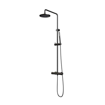 BRAUER Black Edition ensemble de douche pluie apparent – douche de tête Ø 20 cm – barre de douche – douchette bâton – barre de douche 145 cm