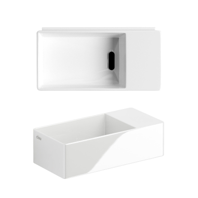 Clou New Flush 3 lave-mains 35x18cm sans trou de robinet en céramique blanc brillant