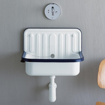 Alape AG évier de vidange en tôle d'acier 51cm avec trop-plein avec bord de protection noir Blanc brillant