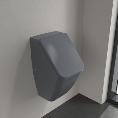 Villeroy & Boch venticello urinoir - met achterinlaat - met deksel - 28.5x54.5x31.5cm CeramicPlus - Graphite (mat grijs)