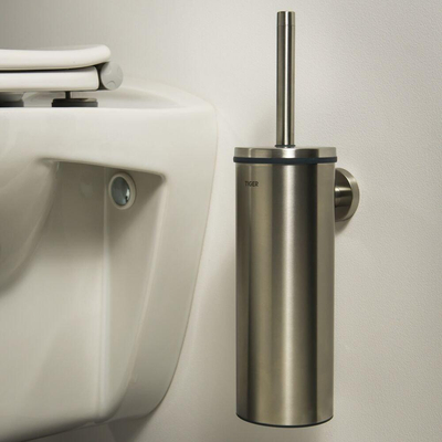 Tiger Boston Toiletborstehouder - gesloten - wandmontage - geborsteld RVS