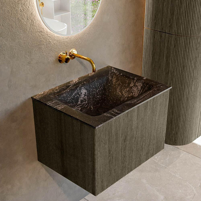 Mondiaz KURVE-DLUX Badkamermeubelset - 60x46x40cm - 1 lade - wastafel solid surface - midden - zonder kraangat - Shadow