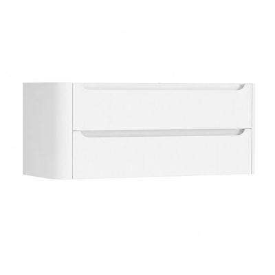 H&R Badmeubelen Juice Meuble sous lavabo - 120x45x50cm - angle gauche arrondi - 2 tiroirs - poignée intégrée - Blanc mat