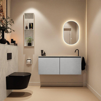 MONDIAZ TURE-DLUX Meuble toilette - 120cm - Plata - EDEN - vasque Opalo - position droite - 1 trou de robinet