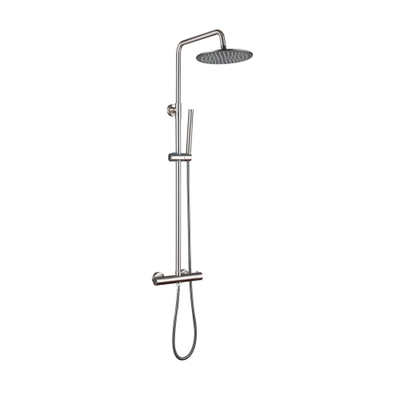 FugaFlow Eccelente Sobrado Colonne de douche pluie avec fonction thermostatique douche de tête et douchette à main Inox brossé